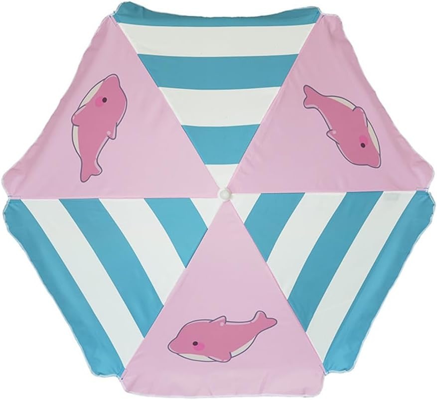 image:imageAMMSUN 47 Kids Beach Umbrella for Sand Box Picnic Water Table Shade 47 inch Seaside Children Umbrella Sun Protection Durable for beach camping garden and outdoor play Clown fishPink