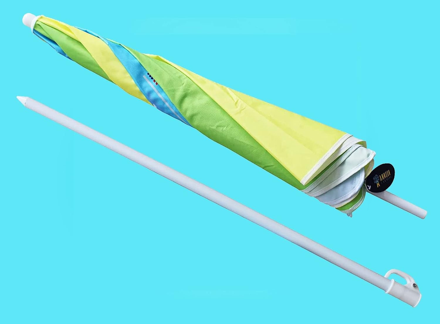 image:imageAMMSUN 47 Kids Beach Umbrella for Sand Box Picnic Water Table Shade 47 inch Seaside Children Umbrella Sun Protection Durable for beach camping garden and outdoor play Clown fishGreenBoat