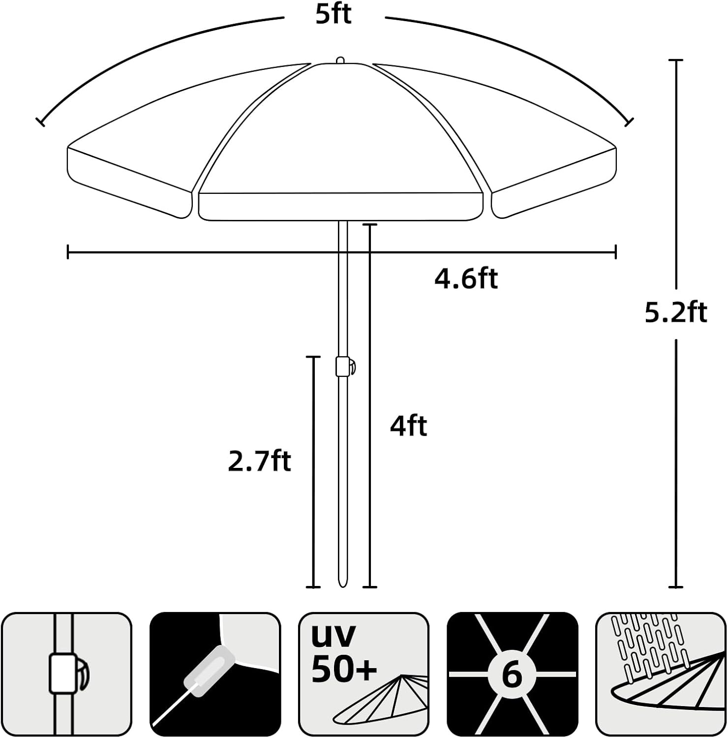 image:imageAMMSUN 5ft Kids Beach Umbrella for Picnic Water Table Sand Box Sun Shade Durable Children Seaside Umbrella UV Protection UPF50 Ideal for sand play beach camping garden and outdoor fun5ft Blue Coconut Tree