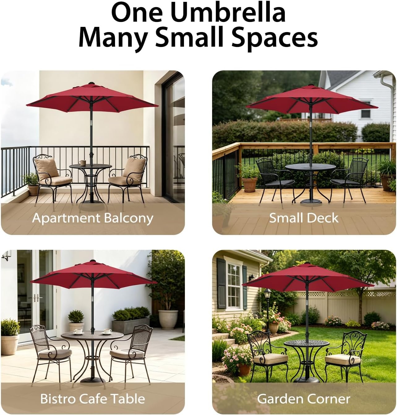 image:imageAMMSUN 6FT Patio Umbrella Outdoor Table Umbrella with Push Button Tilt UPF50 Sun Protection and WaterResistant Fabric Premium Steel Pole and Ribs HeightAdjustable and PushButton TiltCrimson Red