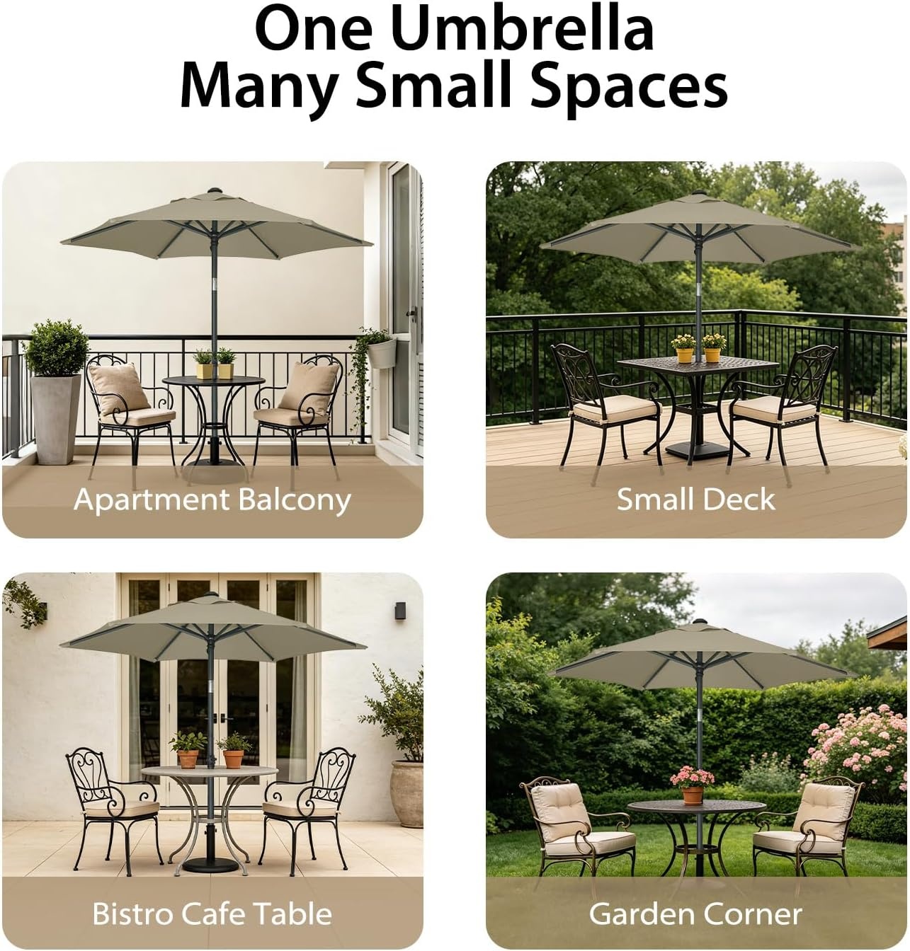 image:imageAMMSUN 6FT Patio Umbrella Outdoor Table Umbrella with Push Button Tilt UPF50 Sun Protection and WaterResistant Fabric Premium Steel Pole and Ribs HeightAdjustable and PushButton TiltKhaki