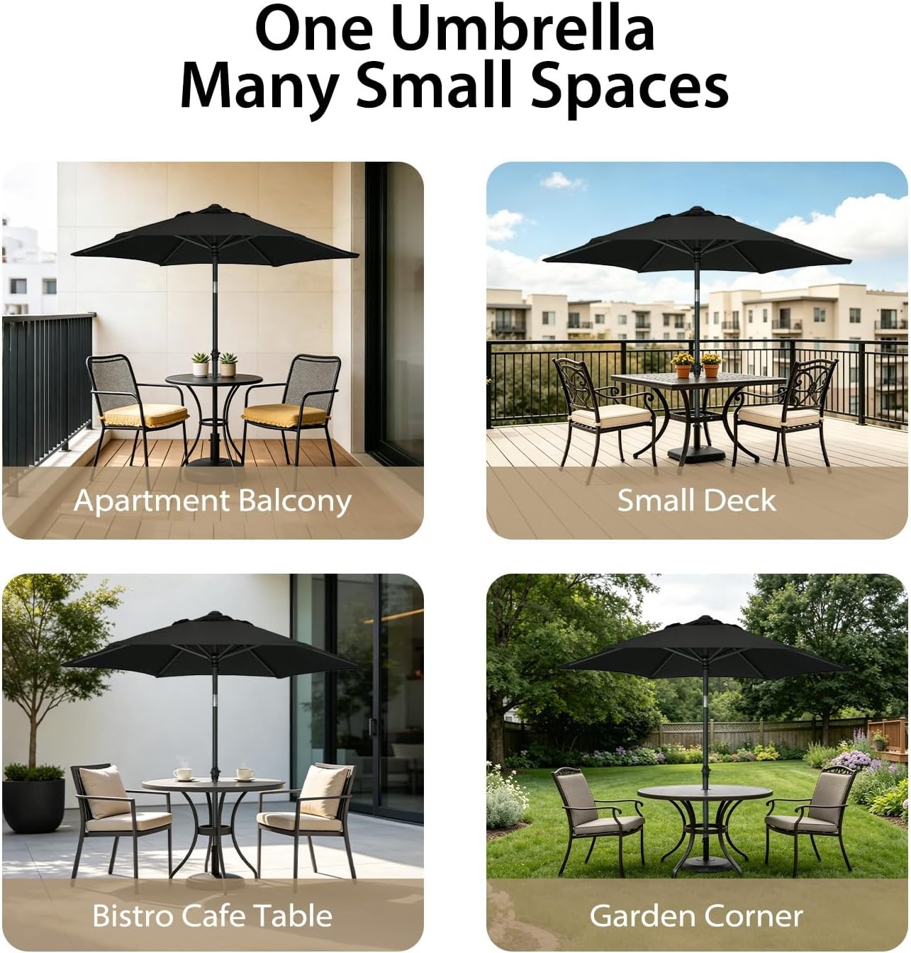 image:imageAMMSUN 6FT Patio Umbrella Outdoor Table Umbrella with Push Button Tilt UPF50 Sun Protection and WaterResistant Fabric Premium Steel Pole and Ribs HeightAdjustable and PushButton TiltOnyx Black