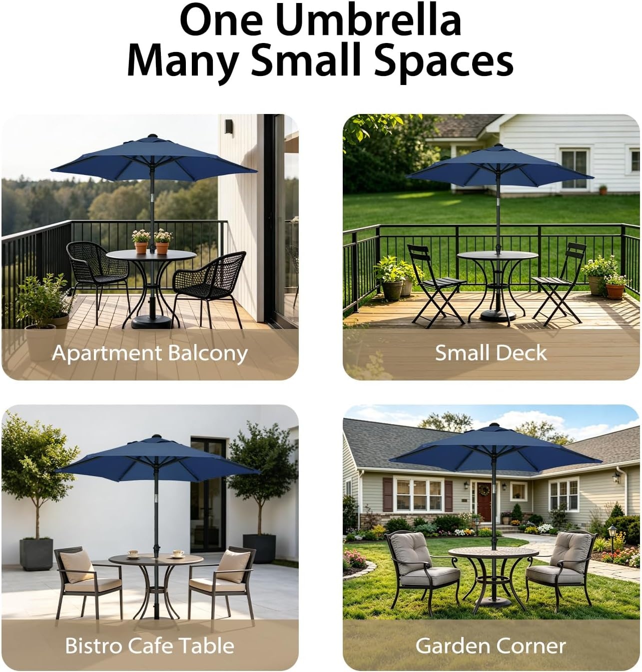image:imageAMMSUN 6FT Patio Umbrella Outdoor Table Umbrella with Push Button Tilt UPF50 Sun Protection and WaterResistant Fabric Premium Steel Pole and Ribs HeightAdjustable and PushButton TiltNavy Blue