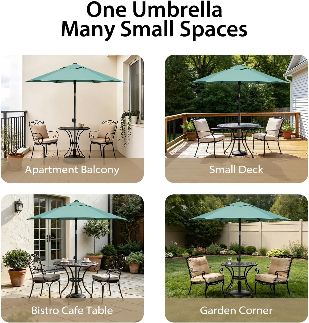image:imageAMMSUN 6FT Patio Umbrella Outdoor Table Umbrella with Push Button Tilt UPF50 Sun Protection and WaterResistant Fabric Premium Steel Pole and Ribs HeightAdjustable and PushButton TiltAqua Green
