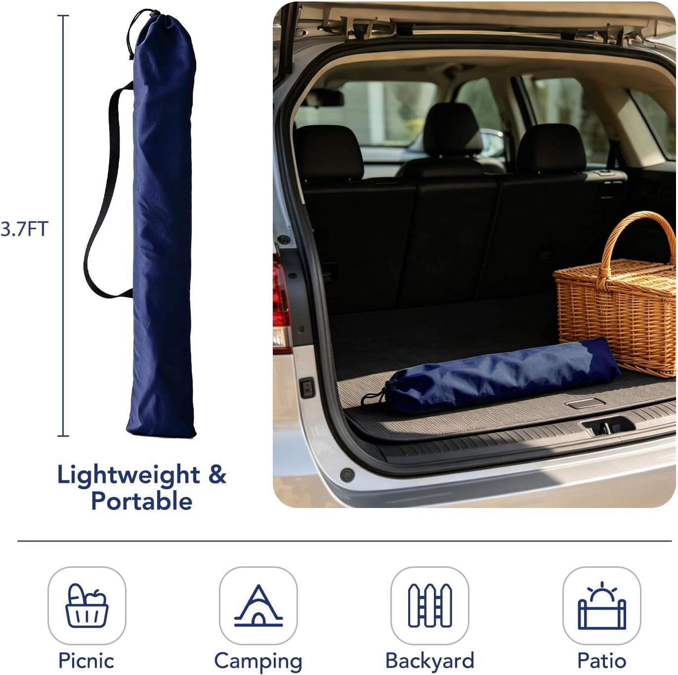 image:imageAMMSUN 6FT Portable Outdoor Beach Patio Umbrella with Tilt Function Black PushButton Tilt Durable UPF 50 Waterproof Fabric HeavyDuty Build Quality Compact Lightweight Carry Bag IncludedBlue