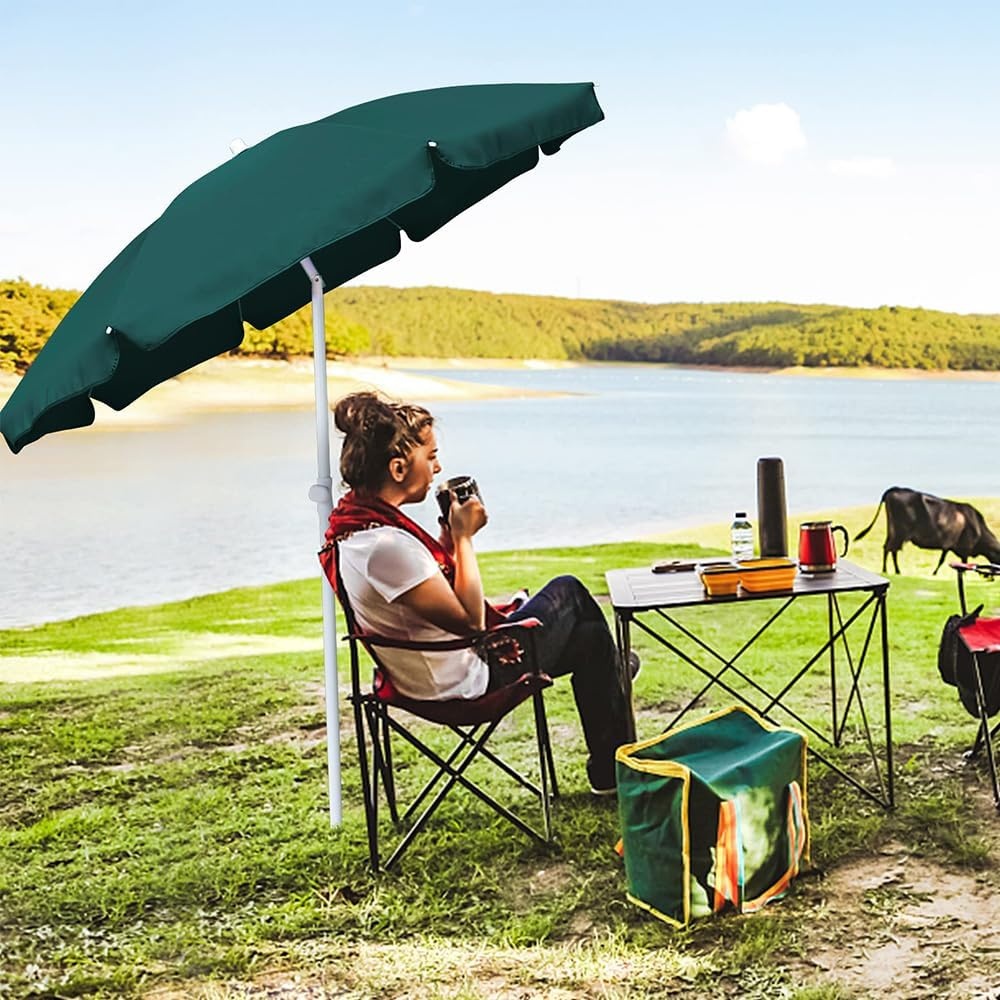 image:imageAMMSUN 6FT Portable Outdoor Beach Patio Umbrella with Tilt Function Black PushButton Tilt Durable UPF 50 Waterproof Fabric HeavyDuty Build Quality Compact Lightweight Carry Bag IncludedGreen