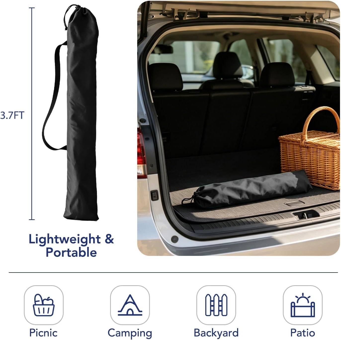 image:imageAMMSUN 6FT Portable Outdoor Beach Patio Umbrella with Tilt Function Black PushButton Tilt Durable UPF 50 Waterproof Fabric HeavyDuty Build Quality Compact Lightweight Carry Bag IncludedBlack
