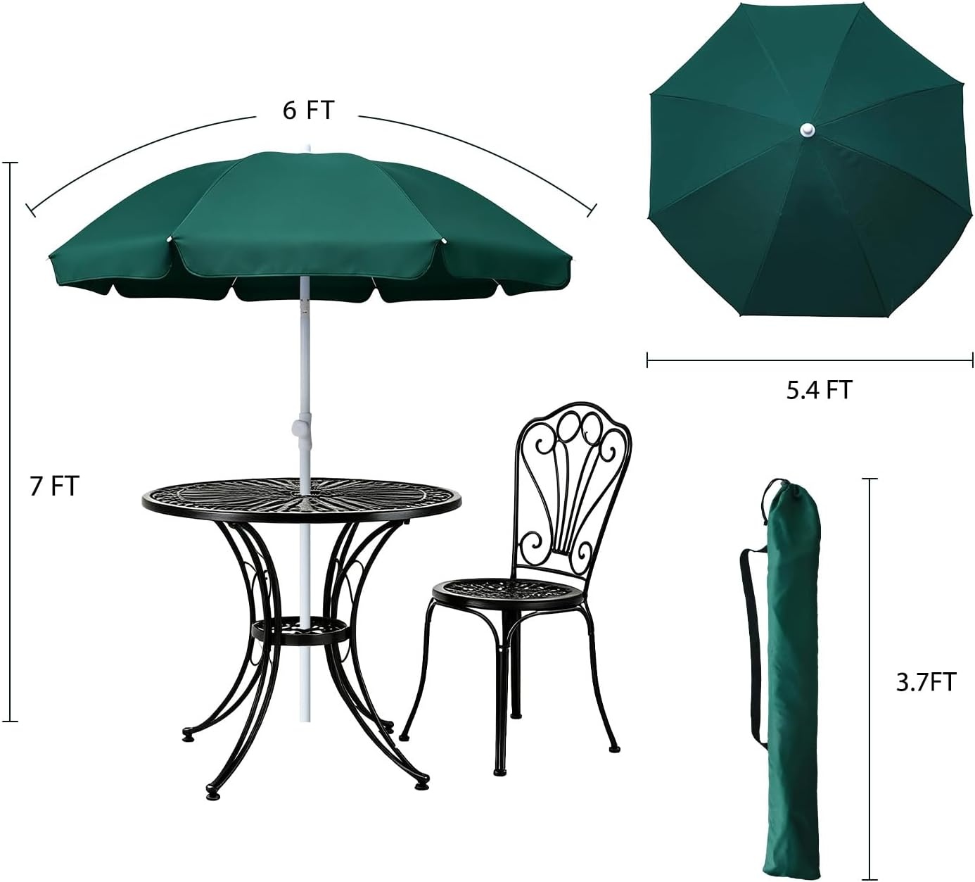 image:imageAMMSUN 6FT Portable Outdoor Beach Patio Umbrella with Tilt Function Black PushButton Tilt Durable UPF 50 Waterproof Fabric HeavyDuty Build Quality Compact Lightweight Carry Bag IncludedGreen