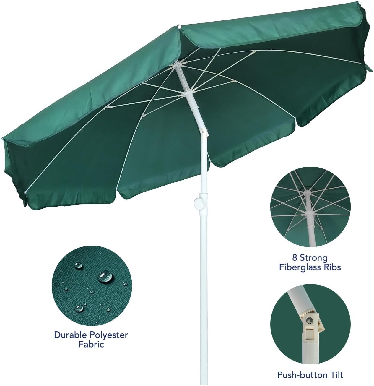 image:imageAMMSUN 6FT Portable Outdoor Beach Patio Umbrella with Tilt Function Black PushButton Tilt Durable UPF 50 Waterproof Fabric HeavyDuty Build Quality Compact Lightweight Carry Bag IncludedGreen