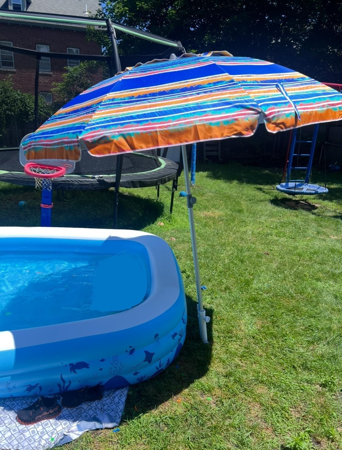 image:imageAMMSUN 7ft Heavy Duty High Wind Beach Umbrella Parasols with sand anchor amp Tilt Sun Shelter UPF 50 Protection Outdoor Sunshade Umbrellas Carry Bag for Patio Garden Pool Backyard MulticolorCaribbean Twilight