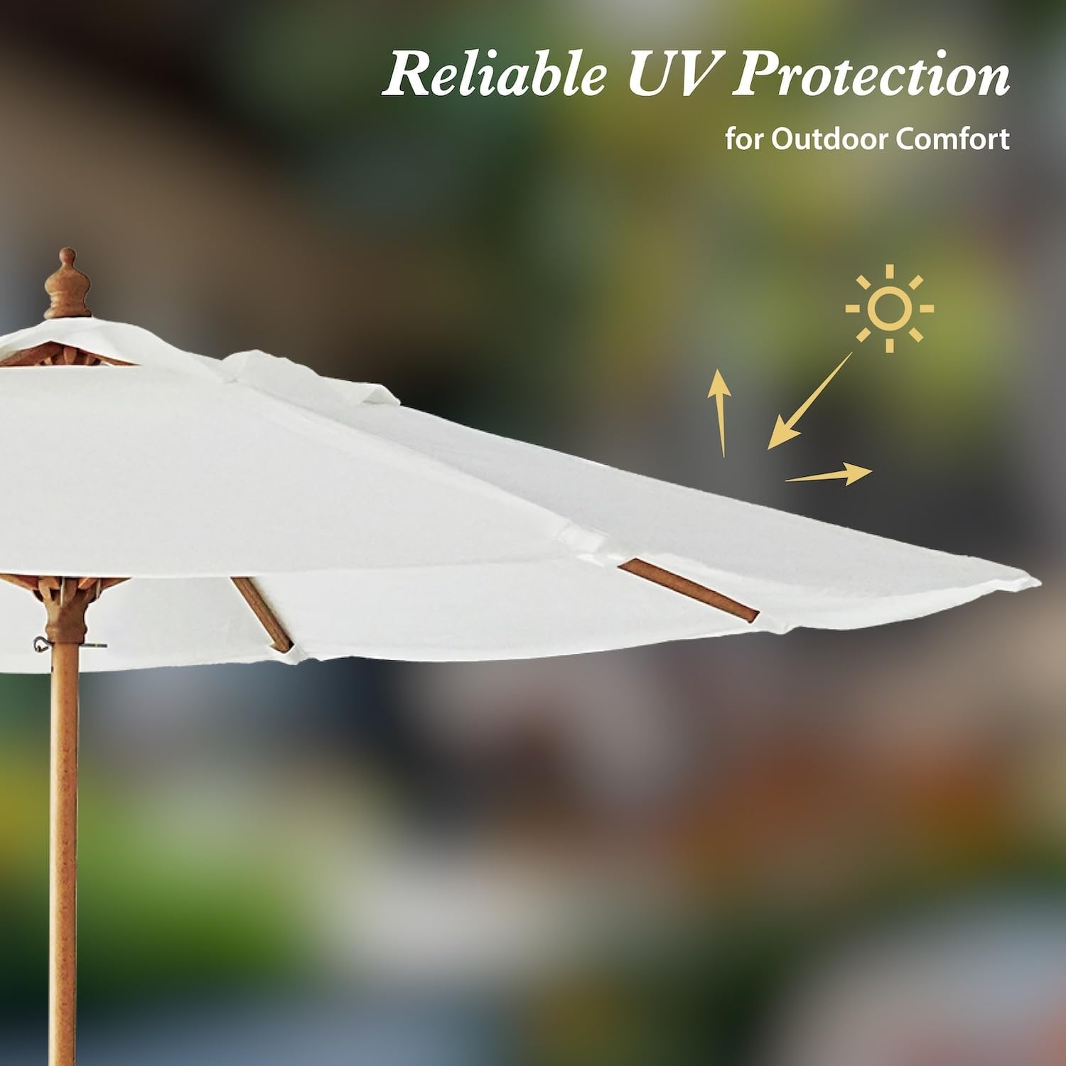 image:imageAMMSUN 85ft Boho Wood Patio Umbrella Market Umbrellas with Pulley Lift Premium Heavy Duty Frame with Wood Pole amp RibsUPF 50Air VentFancy for Garden Pool Beach Events Backyards amp Outdoors