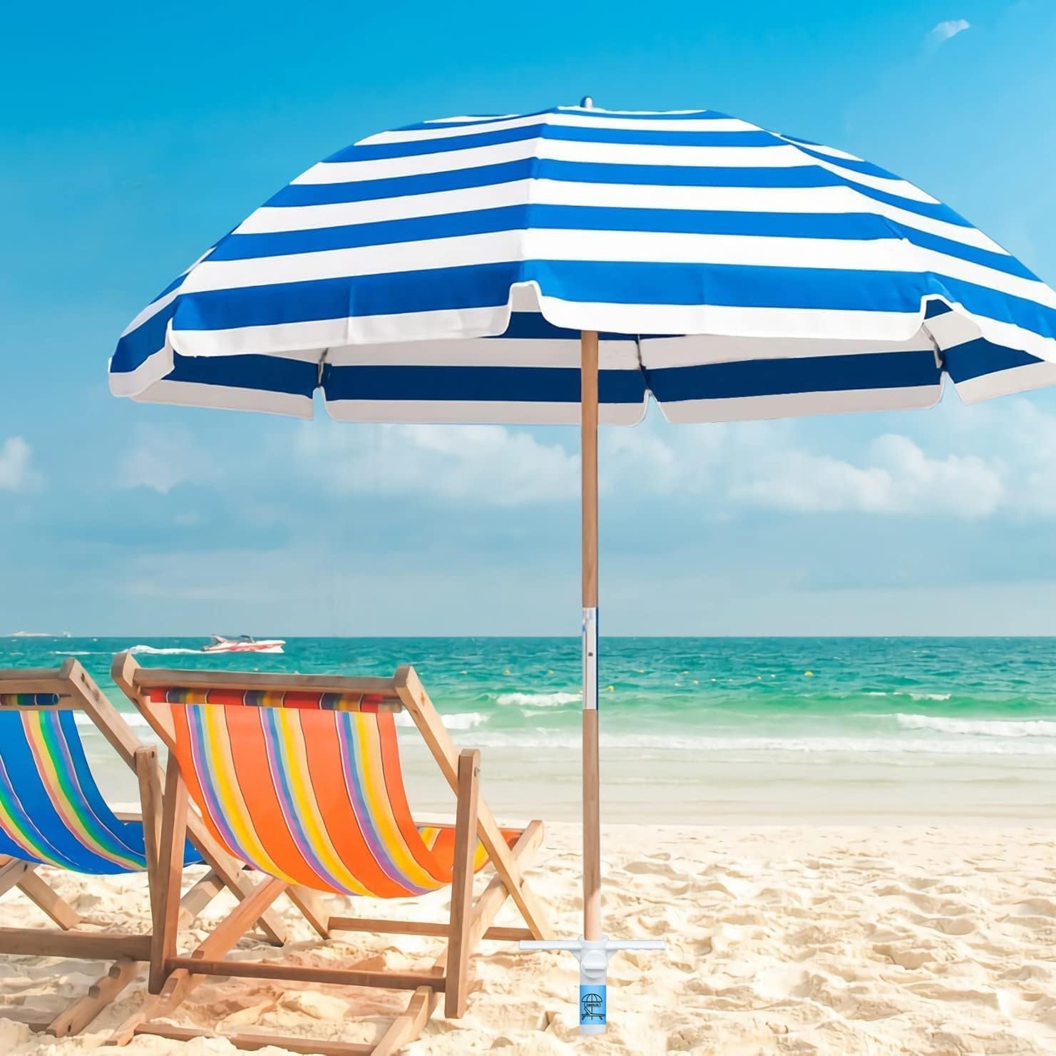 image:imageAMMSUN Beach Umbrella Sand Anchor Heavy Duty Outdoor Umbrellas Auger Base 2 Pack with 5 Spiral Screw Safe Umbrella Holder Stand Ideal for Strong Winds White Universal amp One Size Fits MostWhite 2 pcs