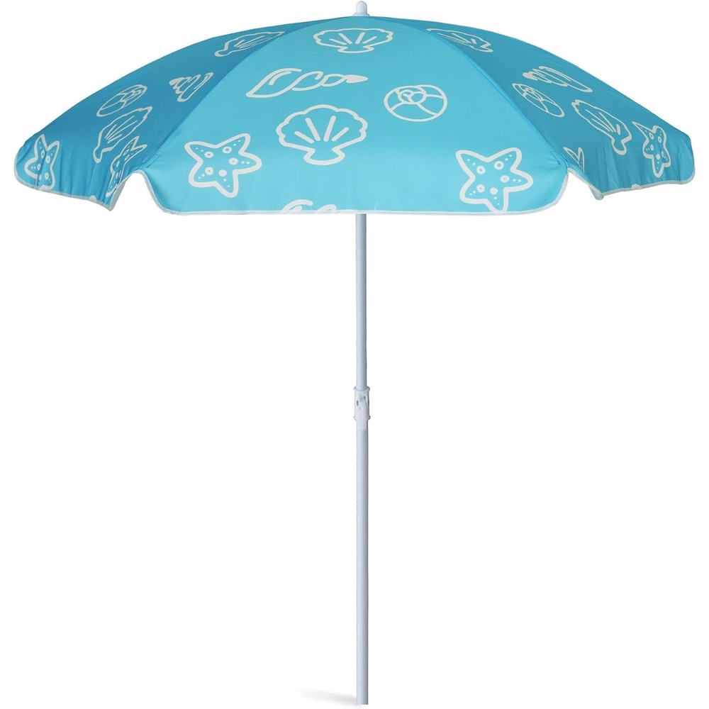 image:imageAMMSUN 47 Kids Beach Umbrella for Sand Box Picnic Water Table Shade 47 inch Seaside Children Umbrella Sun Protection Durable for beach camping garden and outdoor play Clown fishBlue Shell