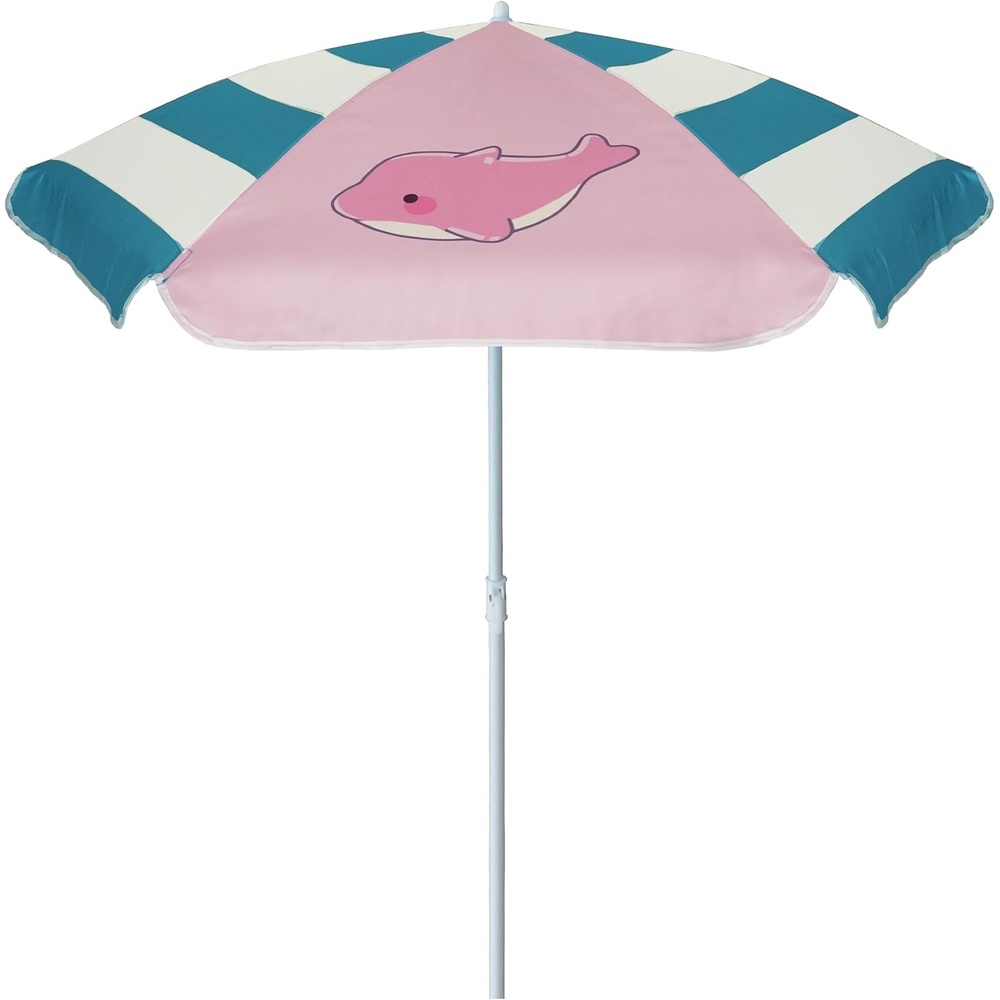 image:imageAMMSUN 47 Kids Beach Umbrella for Sand Box Picnic Water Table Shade 47 inch Seaside Children Umbrella Sun Protection Durable for beach camping garden and outdoor play Clown fishPink