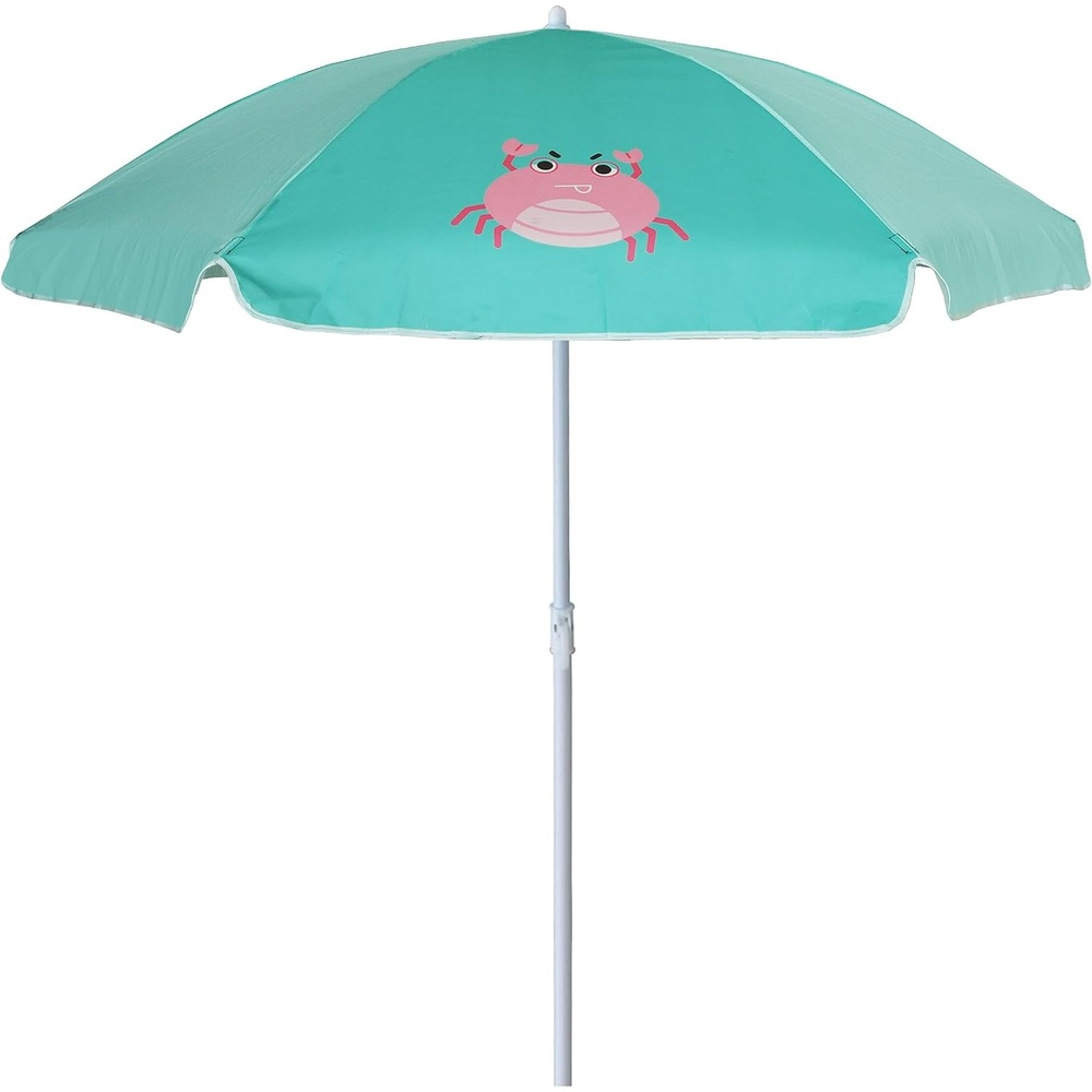 image:imageAMMSUN 5ft Kids Beach Umbrella for Picnic Water Table Sand Box Sun Shade  Durable Children Seaside Umbrella UV Protection UPF50 Ideal for sand play beach camping garden and outdoor fun5ft Green Crab