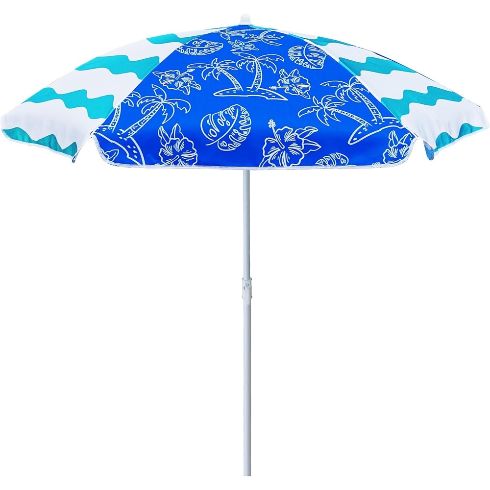 image:imageAMMSUN 5ft Kids Beach Umbrella for Picnic Water Table Sand Box Sun Shade  Durable Children Seaside Umbrella UV Protection UPF50 Ideal for sand play beach camping garden and outdoor fun5ft Blue Coconut Tree