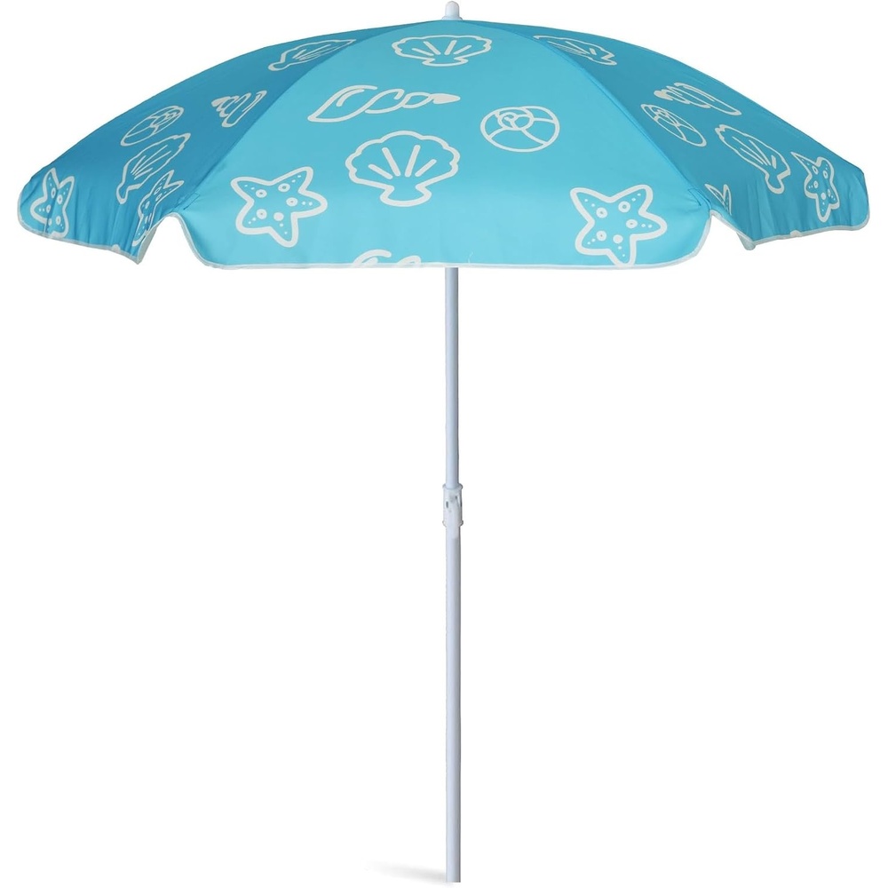 image:imageAMMSUN 5ft Kids Beach Umbrella for Picnic Water Table Sand Box Sun Shade Durable Children Seaside Umbrella UV Protection UPF50 Ideal for sand play beach camping garden and outdoor fun5ft Shell Blue