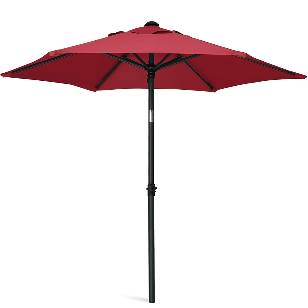 image:imageAMMSUN 6FT Patio Umbrella Outdoor Table Umbrella with Push Button Tilt UPF50 Sun Protection and WaterResistant Fabric Premium Steel Pole and Ribs HeightAdjustable and PushButton TiltCrimson Red