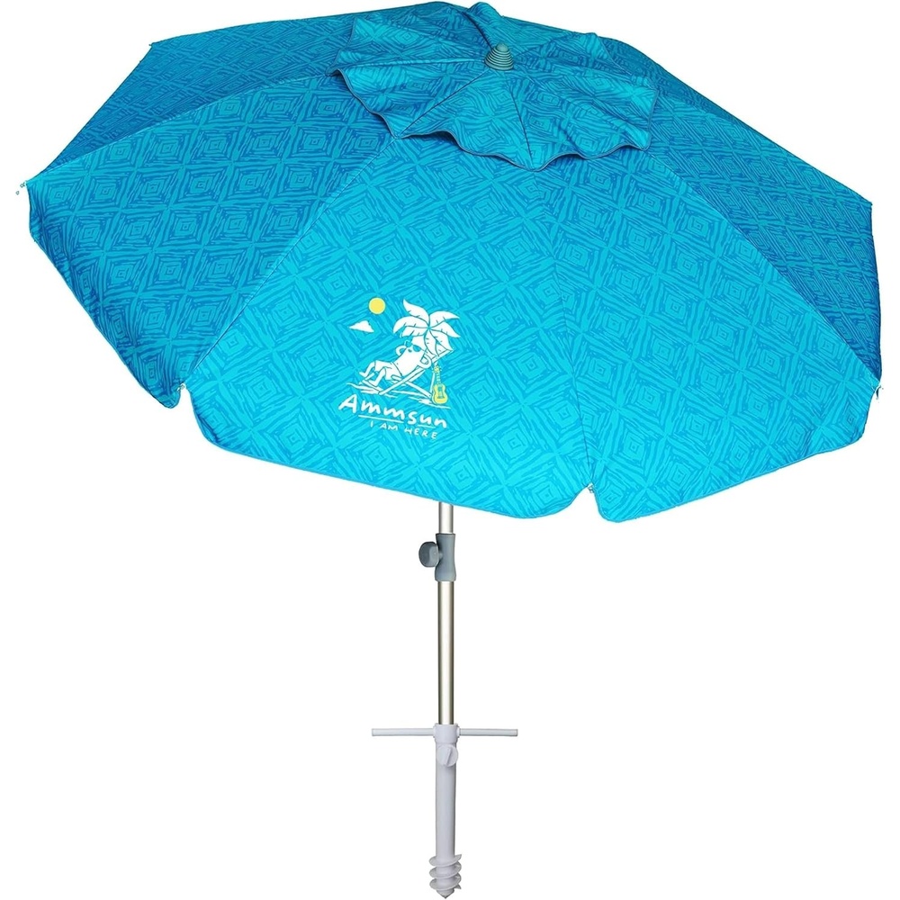 image:imageAMMSUN 7ft Heavy Duty High Wind Beach Umbrella Parasols with sand anchor amp Tilt Sun Shelter UPF 50 Protection Outdoor Sunshade Umbrellas Carry Bag for Patio Garden Pool Backyard MulticolorSky Whirlpool Teal