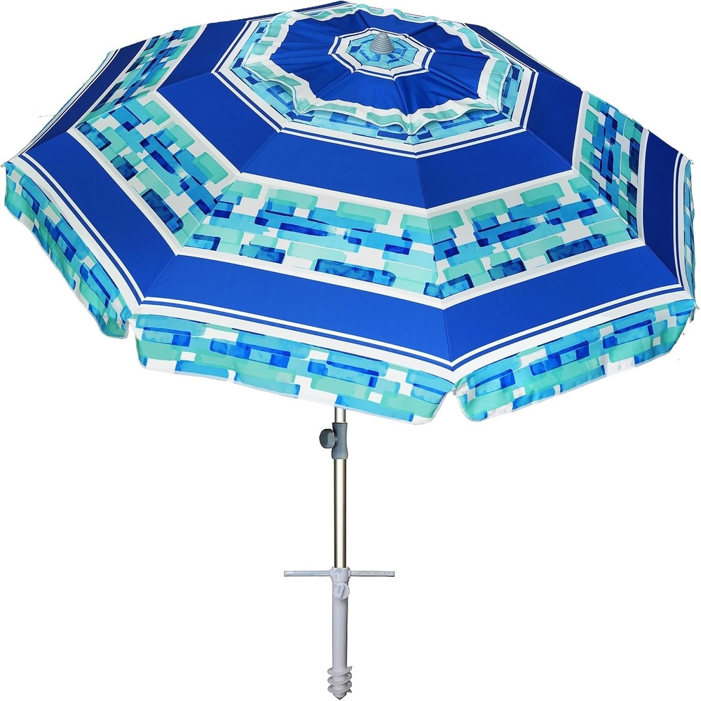 image:imageAMMSUN 7ft Heavy Duty High Wind Beach Umbrella Parasols with sand anchor amp Tilt Sun Shelter UPF 50 Protection Outdoor Sunshade Umbrellas Carry Bag for Patio Garden Pool Backyard MulticolorCrystal Fresco