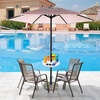 AMMSUN 13″ Portable Beach Umbrella Table Tray Teal | for Beach, Patio, Garden, Swimming Pool with Cup Drinks Holders, Snack Compartments(A White)