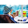 AMMSUN 13″ Portable Beach Umbrella Table Tray Teal | for Beach, Patio, Garden, Swimming Pool with Cup Drinks Holders, Snack Compartments(A White)