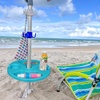 AMMSUN 13″ Portable Beach Umbrella Table Tray Teal | for Beach, Patio, Garden, Swimming Pool with Cup Drinks Holders, Snack Compartments(Teal)