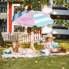 AMMSUN 47″ Kids Beach Umbrella for Sand Box, Picnic, Water Table Shade | 47 inch Seaside Children Umbrella Sun Protection, Durable for beach, camping, garden, and outdoor play, Clown fish(Pink)