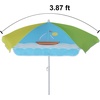 AMMSUN 47″ Kids Beach Umbrella for Sand Box, Picnic, Water Table Shade | 47 inch Seaside Children Umbrella Sun Protection, Durable for beach, camping, garden, and outdoor play, Clown fish(Green/Boat)
