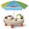 AMMSUN 47″ Kids Beach Umbrella for Sand Box, Picnic, Water Table Shade | 47 inch Seaside Children Umbrella Sun Protection, Durable for beach, camping, garden, and outdoor play, Clown fish(Green/Boat)