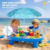 AMMSUN 5ft Kids Beach Umbrella for Picnic, Water Table, Sand Box Sun Shade | Durable Children Seaside Umbrella, UV Protection UPF50+, Ideal for sand play, beach, camping, garden and outdoor fun(5ft Shell Blue)
