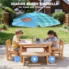 AMMSUN 5ft Kids Beach Umbrella for Picnic, Water Table, Sand Box Sun Shade | Durable Children Seaside Umbrella, UV Protection UPF50+, Ideal for sand play, beach, camping, garden and outdoor fun(5ft Green Clownfish)