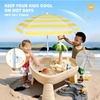 AMMSUN 5ft Kids Beach Umbrella for Picnic, Water Table, Sand Box Sun Shade | Durable Children Seaside Umbrella, UV Protection UPF50+, Ideal for sand play, beach, camping, garden and outdoor fun(5ft Yellow White)