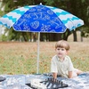 AMMSUN 5ft Kids Beach Umbrella for Picnic, Water Table, Sand Box Sun Shade | Durable Children Seaside Umbrella, UV Protection UPF50+, Ideal for sand play, beach, camping, garden and outdoor fun(5ft Blue Coconut Tree)