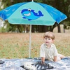 AMMSUN 5ft Kids Beach Umbrella for Picnic, Water Table, Sand Box Sun Shade | Durable Children Seaside Umbrella, UV Protection UPF50+, Ideal for sand play, beach, camping, garden and outdoor fun(5ft Blue Fish&Shark)