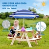 AMMSUN 5ft Kids Beach Umbrella for Picnic, Water Table, Sand Box Sun Shade | Durable Children Seaside Umbrella, UV Protection UPF50+, Ideal for sand play, beach, camping, garden and outdoor fun(5ft Blue White)
