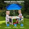 AMMSUN 5ft Kids Beach Umbrella for Picnic, Water Table, Sand Box Sun Shade | Durable Children Seaside Umbrella, UV Protection UPF50+, Ideal for sand play, beach, camping, garden and outdoor fun(5ft Navy Blue)