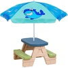 AMMSUN 5ft Kids Beach Umbrella for Picnic, Water Table, Sand Box Sun Shade | Durable Children Seaside Umbrella, UV Protection UPF50+, Ideal for sand play, beach, camping, garden and outdoor fun(5ft Blue Fish&Shark)