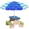 AMMSUN 5ft Kids Beach Umbrella for Picnic, Water Table, Sand Box Sun Shade | Durable Children Seaside Umbrella, UV Protection UPF50+, Ideal for sand play, beach, camping, garden and outdoor fun(5ft Blue Coconut Tree)