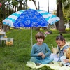AMMSUN 5ft Kids Beach Umbrella for Picnic, Water Table, Sand Box Sun Shade | Durable Children Seaside Umbrella, UV Protection UPF50+, Ideal for sand play, beach, camping, garden and outdoor fun(5ft Blue Coconut Tree)