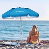 AMMSUN 6ft Folded Portable Travel Beach Umbrella with Sand Anchor Tilt Air vent UPF 50+UV Protection Fit In Suitcase Compact Foldable Telescopic umbrellas for Patio Garden Beach Pool Blue(6ft Light Blue)