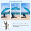 AMMSUN 6ft Folded Portable Travel Beach Umbrella with Sand Anchor Tilt Air vent UPF 50+UV Protection Fit In Suitcase Compact Foldable Telescopic umbrellas for Patio Garden Beach Pool Blue(6.5ft Light Blue)