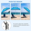 AMMSUN 6ft Folded Portable Travel Beach Umbrella with Sand Anchor Tilt Air vent UPF 50+UV Protection Fit In Suitcase Compact Foldable Telescopic umbrellas for Patio Garden Beach Pool Blue(6ft Light Blue)