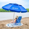AMMSUN 6ft Folded Portable Travel Beach Umbrella with Sand Anchor Tilt Air vent UPF 50+UV Protection Fit In Suitcase Compact Foldable Telescopic umbrellas for Patio Garden Beach Pool Blue(6ft Navy Blue)