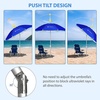 AMMSUN 6ft Folded Portable Travel Beach Umbrella with Sand Anchor Tilt Air vent UPF 50+UV Protection Fit In Suitcase Compact Foldable Telescopic umbrellas for Patio Garden Beach Pool Blue(6.5ft Blue)