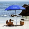 AMMSUN 6ft Folded Portable Travel Beach Umbrella with Sand Anchor Tilt Air vent UPF 50+UV Protection Fit In Suitcase Compact Foldable Telescopic umbrellas for Patio Garden Beach Pool Blue(6.5ft Blue)
