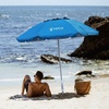 AMMSUN 6ft Folded Portable Travel Beach Umbrella with Sand Anchor Tilt Air vent UPF 50+UV Protection Fit In Suitcase Compact Foldable Telescopic umbrellas for Patio Garden Beach Pool Blue(6.5ft Light Blue)