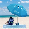 AMMSUN 6ft Folded Portable Travel Beach Umbrella with Sand Anchor Tilt Air vent UPF 50+UV Protection Fit In Suitcase Compact Foldable Telescopic umbrellas for Patio Garden Beach Pool Blue(6.5ft Light Blue)