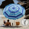 AMMSUN 7ft Heavy Duty High Wind Beach Umbrella Parasols with sand anchor & Tilt Sun Shelter, UPF 50+ Protection Outdoor Sunshade Umbrellas Carry Bag for Patio Garden Pool Backyard Multicolor(Crystal Fresco)