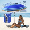 AMMSUN 7ft Heavy Duty High Wind Beach Umbrella Parasols with sand anchor & Tilt Sun Shelter, UPF 50+ Protection Outdoor Sunshade Umbrellas Carry Bag for Patio Garden Pool Backyard Multicolor(Blue)